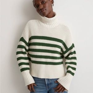 Madewell wide rib green stripe sweater